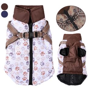 Waterproof Pet Clothing For Winter Warm Dog Vest Coat With Harness Zipper Reflective Pets Jacket For Small Medium Dogs Yorkshire