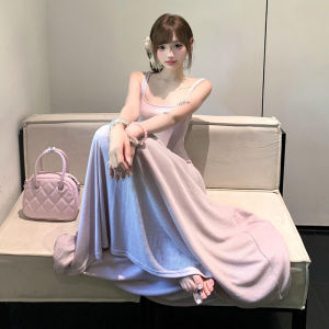 Karrar betsey | New French Style Purple Strap Dress Long Summer Dress