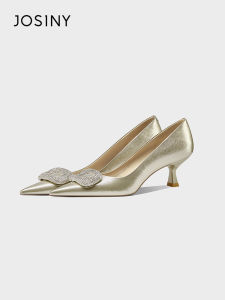Josiny | Dazzling Elegant Open-toe Shoes With Crystals Square Buckle Pointed Toe Stiletto Heels