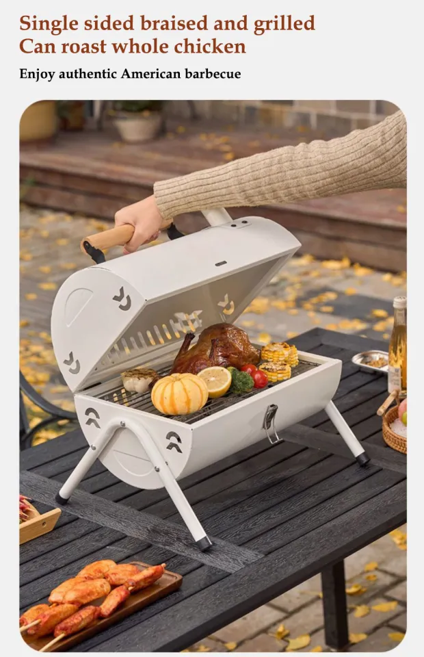 Portable Charcoal Barbecue Grill, Tabletop Outdoor Barbecue Smoker, Small  Barbecue Grill, Outdoor Cooking Backyard Camping Picnic Beach