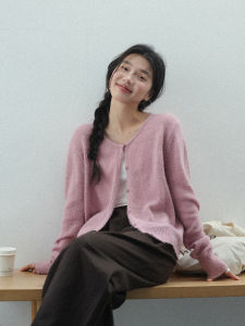 Pink Stylish Knit Cardigan for Women Autumn New 2026