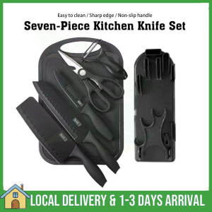 【Ready Stock】Set Pisau Dapur  Steel Kitchen Knife Set 7 in 1 for Household Kitchen tool  Knife Peeling Knife Scissors Set