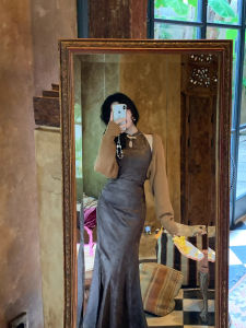 Elegant Jiangnan Beauty Floral Embroidered Satin Sleeveless Qipao Dress with Fish Tail Neck Hanging Design Versatile Spring Summer Dress