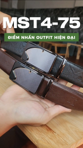 Thắt lưng da bò vân sần cao cấp MST4-75 khoá hợp kim không rỉ sang trọng kèm hộp dựng bảo hành 03 năm Anh Tho Leather