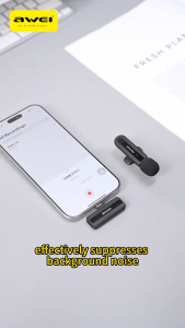 Awei MK2 Dual Wireless Lavalier Mic Single Mic Wireless Microphone HD Sound Mic Live Stream Awei Microphone