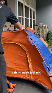 Tenda Otomatis Outdoor Camping Kapasitas 3 Orang Alat Kemah Parasut Anti Air