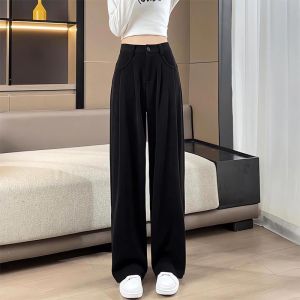 Fashionable High Waist Wide Leg Pants Womens Loose Drapey Straight Cut Trousers Autumn Winter New Style Casual Pants