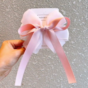 Princess Style Girls Hair Clip with Large Bowknot Sash Mesh Headwear Children Accessories Spring Fashionable Toddler Headband