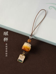 Garu Charcoal Burnt Bindi Short Mobile Phone Lanyard Mens Six-Syllable True Word Pendant Exquisite High-End Mobile Chain USB Drive Bag Charm