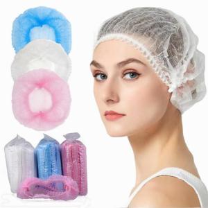 100PCS Hair Head Caps Non-Woven Bouffant Hat Disposable Caps Elastic Anti Dust Hair Net Covers for Bath Shower Hair Dye Makeup