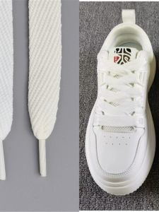 แบน สีขาว ชั้นเดียว 15 นิ้วรูปแบบแนวทแยงกีฬาลำลองแบบไม่จำกัดเพศรองเท้า กางเกง เชือกเชือกผูกรองเท้าผู้ชายรองเท้า