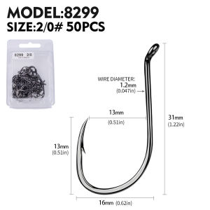 PROBEROS 50pcs Barbed Fishing Hook for Salt Water with High Carbon Steel Suitable for Fishing Dayu11 Freshwater Fish Hook