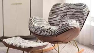 Ghế bập bênh thư giãn đọc sách kiểu hồ lô tặng kèm đôn gác chân bọc da vải cao cấp tiện lợi G-04 ( Hàng nhập khẩu )