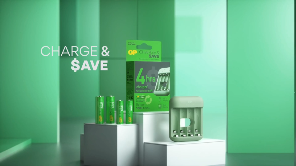 GP Charge & $ave 4-slot E422 NiMH Battery Charger | Fast Recharge in 4 Hours | Suitable for Size AA AAA