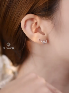 Bông tai nữ chuôi bạc 925 Eleanor Accessories hình nơ phụ kiện trang sức khuyên tai mini 10453