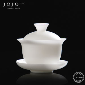 Non-Heating Ice Jade Porcelain Cover Bowl Cup Yangli Yu White Porcelain Tea Set Handmade Craftsmanship Kitchen Diningware