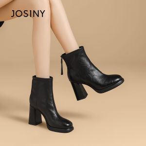Josiny | Thick Faux Fur High Heel Boots Insulating Height Increasing Slim Boot