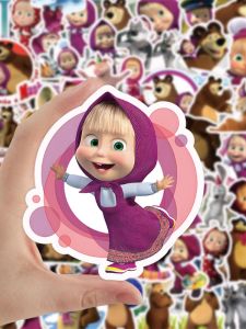 New Martha And the Bear Stickers 60 Pieces Early Education Intelligence Enhancement Decorative Renovation Notebook Bullet Journal Thermal Cup DIY Waterproof