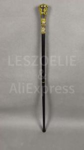 Victorian Black Gold Floral Carved Walking Cane with Detachable Handle Men Women Cosplay Prop Walking Stick