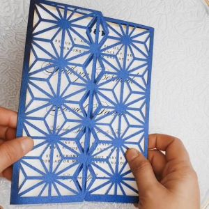 Laser cut Die Cut Modern Minimalist Elegant Pattern Great Gatsby Theme 5x7 (5R) Gatefold Invitation Card Cover for Wedding Birthday Christening Debut 18th Birthday | Available in many colors | Crafter Bax