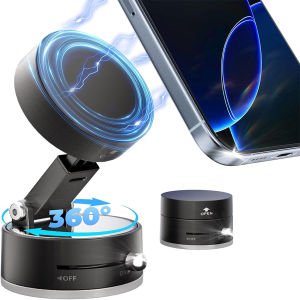 Upgraded 360°Vacuum Magnetic Phone Holder Magnetic Car Phone Mount Hands-Free Suction Cup Phone Holder for Car/Gym/Mirror