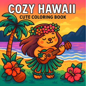 Cozy Hawaii Coloring Book for Adults Teens - Bold Easy Tropical Beach & Island Patterns Stress Relief Art Therapy Drawing Book