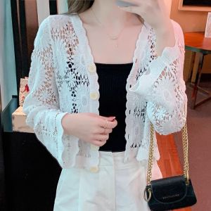 Spring Lace Hollow Knitted Cardigan UV Protection