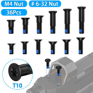 36Pcs Red Dot Screw Kit M4/#6-32 Stainless Steel Screw with T10 Torx Head & Blue Thread Locker Compatible with RMR/SRO/Holosun