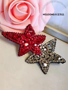 Original Design Czech Rhinestone Embedded Leather Quiff Hairpin Cute Girls Headwear Fashionable Hair Accessories Side Clip