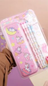 Set Alat Tulis 7in1 Alat Tulis Anak Kotak Pensil Paket Study Set Case SANRIO UNICORN Stationery Goodiebag