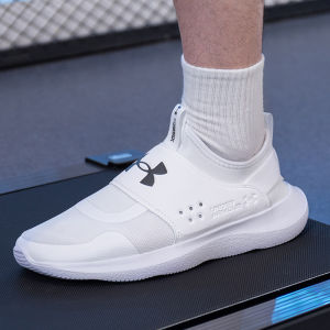 under Armour Mens Slip-On Running Shoes White Casual Sports Sneakers Fall New Style Runplay Shock Absorption Rubber Sole