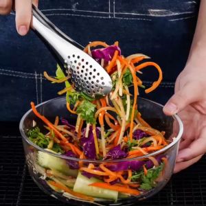 Large tong clip for cooking frying tong with strainer stainless tong with strainer barbecue tongs with strainer thongs for kitchen party BBQ tong food serving tray set tongs for cooking utensils food tong steak tongs for serving tongs buffet server set