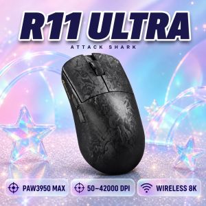 ATTACK SHARK | ATTACK SHARK R11 Ultra Carbon Fiber Gaming Mouse PAW3950Max Up to 8000 Hz Wireless