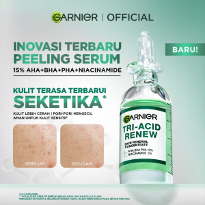 [BARU] Garnier Tri Acid Renew Peeling Serum - Skin Renewal Concentrate untuk kulit ideal glass skin. Daily peeling serum safe for sensitive skin