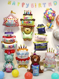 Balon Foil Kue Ulang Tahun 3 Tingkat Cake Happy Birthday / Mini Jumbo Standing Foil Kue Ulang Tahun Cupcake / Balon Foil Bentuk Kue Ulang Tahun Untuk Hiasan Dekorasi Pesta Ulang Tahun