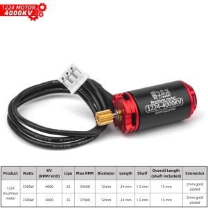 NEEBRC 1224 4000KV 3600KV Brushless Motor 12T Gear 25A ESC 5V/1A BEC 2S for 1/28 1/24 1/18 Off-road Car Crawler FMS SCX24 Parts