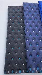 African Black Jacquard Brocade Lace - 3D Raised Floral Pattern with Blue/White Beaded Fringe Trim for Haute Couture Dresses