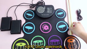 Siborie KD12 Electronic Drum Drum Rumahan untuk Anak-anak dan Pemula Alat Musik Anak-anak Set Drum Portabel Hand Roll Drum Kit Drum Jazz