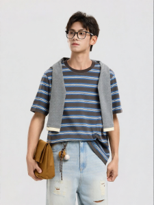 Áo Thun Nam Cotton Sọc Nét Hoài Cổ