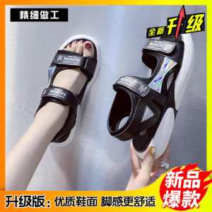 Summer 2025 Womens Thick Heel Sandals Sports Style Small Size Student Roman Style Low Cut PU Material Daily Wear Glue Adhesive Rubber Sole