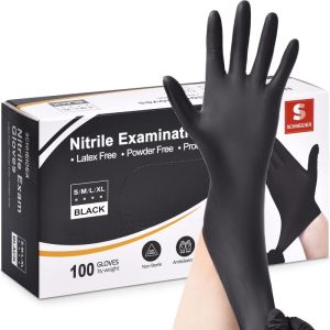 20/50/100PCS Black Nitrile Gloves Disposable Industrial Work Safety Gloves for Mechanic Auto Tattoo Kitchen Household Cleaning