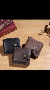 VOLUNTEER PU Leather Short Wallet W/ Multifunct Zipper Credit Card Holders AB2023
