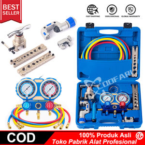 Set Pengukur Tekanan AC R32 R410a dengan Set Perluasan Pipa Tembaga Alat Reamer Inch Metrik Alat Flare Pipa dan Perluasan Tabung Pipa