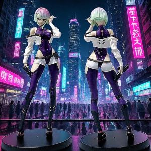 Bandai | 22CM Anime Game Cyberpunk: Edgerunners Lucy Figure Standing Anime Model Toy Gift Collection Aciton Figure PVC