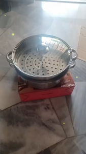 AKIRO hOME Malaysia 28cm Big Size 3 Layers Stainless Steel Glass Transparent Lid Thicken Steamer Soup Cooking Pot Set Periuk Pengukus 045 2L