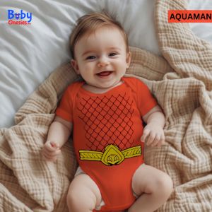 Aquaman Baby Costume Onesie 0–12 Months | Superhero Cotton Bodysuit
