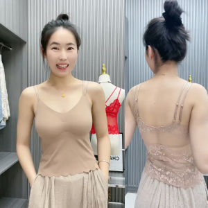 เซ็กซี่ ลูกไม้ เปลือย สายคล้อง เสื้อกั๊ก ผู้หญิง ชุดชั้นใน Integrated Ice ผ้าไหม ไร้รอยต่อ อินเทรนด์ ฤดูร้อน เสื้อสลิง ผ้าฝ้าย ผ้าผสม