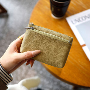 2025 New Fashion Genuine Leather Coin Purse Womens Simple Three Zipper Small Money Bag Top Layer Cowhide Card Holder Coin Bag