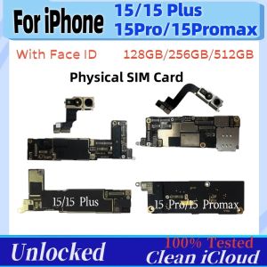 Unlocked Authentic For iPhone 15 Pro Max Motherboard 15 Plus With Face ID Clean ICloud Unmodified Logic Board Replacement