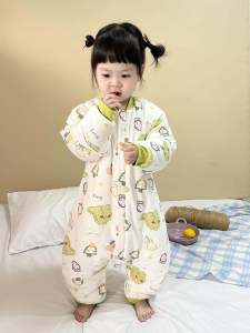 Baby Fall and Winter Split Leg Sleeping Bag Kids Winter Thickened Removable Sleeve Baby Colored Cotton Pure Cotton Spring & Fall All Year Round Anti-Kicking Blanket